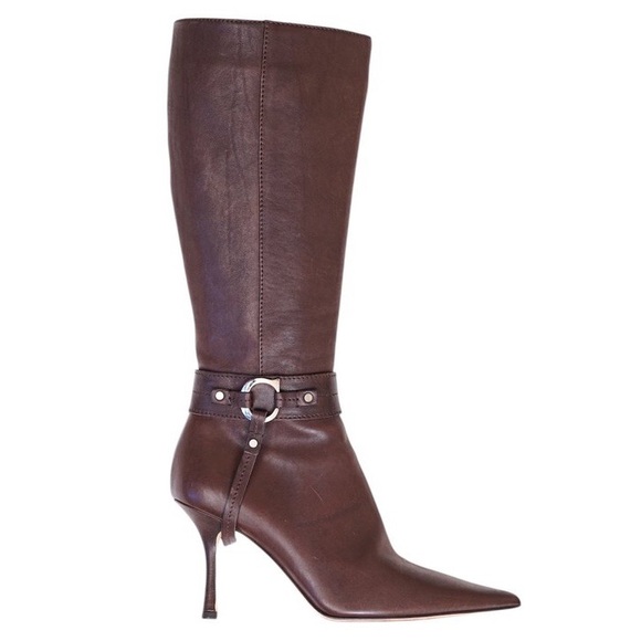 Christian Dior Brown CD Logo Boots 37.5 - Picture 1 of 8